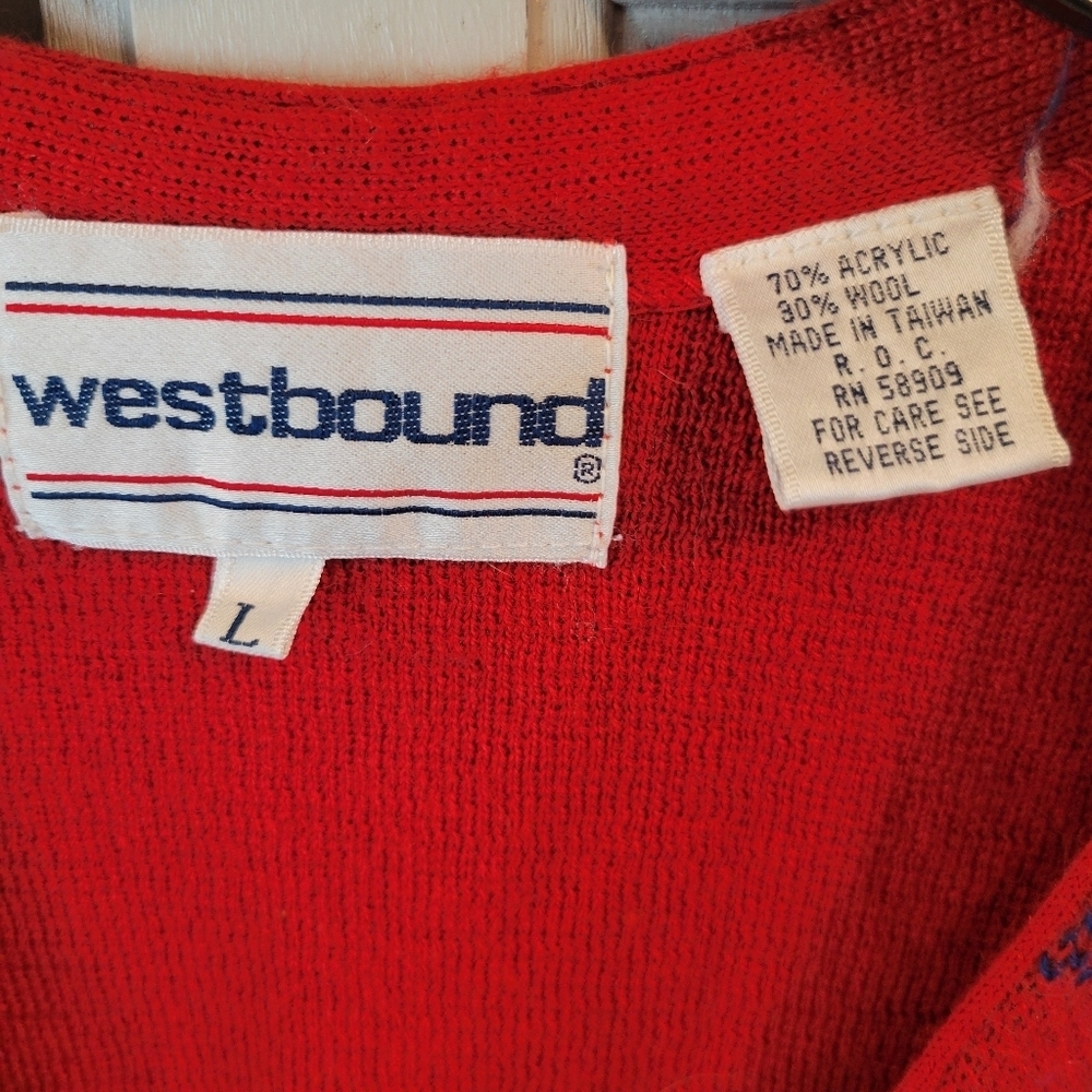 Vintage Westbound Primary Color Plaid Button Down Acrylic Wool Sweater Vest - Picture 5 of 6